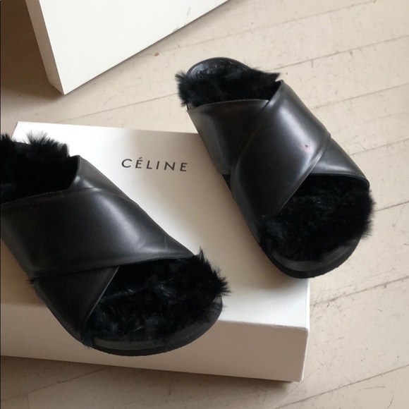 celine fur sandals